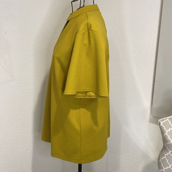 Ann Taylor Cutout Neck Short Sleeve Blouse | yellow | size M - Picture 4 of 8